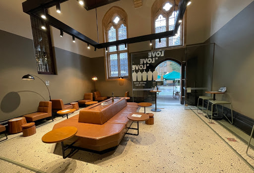 Vaulted interior seating at Starbucks The Rocks