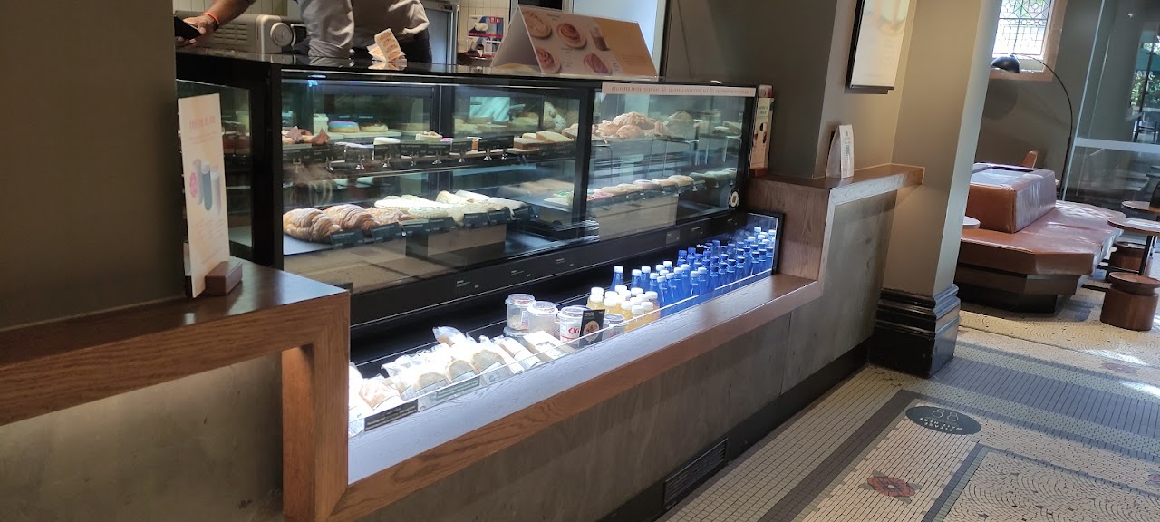 Display case and cafe interior at Starbucks The Rocks